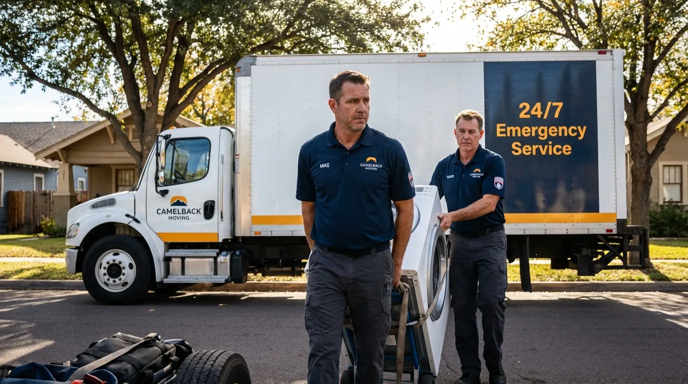 CamelBack Moving crew loading furniture in Portola Valley, CA