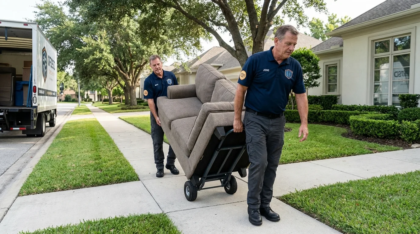 Local residential moving crew loading furniture in Portola Valley, CA